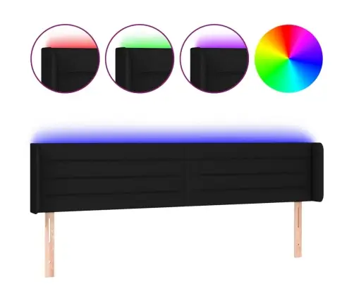 Gultas Galvgalis Ar Led, 203X16X78/88 Cm, Melns Audums Vidaxl