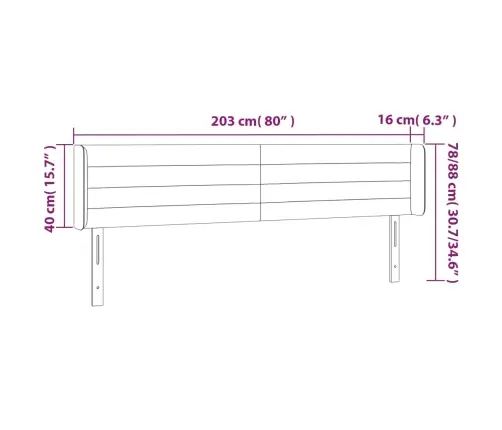 Led-Voodipeats, Pruunikashall, 203X16X78/88 cm Kangas