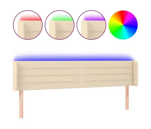 Gultas Galvgalis Ar Led, 203X16X78/88 Cm, Krēmkrāsas Audums Vidaxl