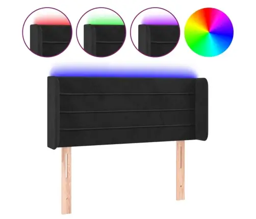 Galvūgalis Su Led, Juodos Spalvos, 83X16X78/88cm Aksomas