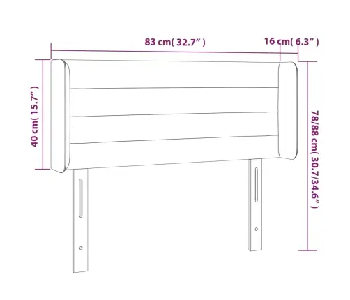 Galvūgalis Su Led, Juodos Spalvos, 83X16X78/88cm Aksomas