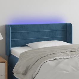 Gultas Galvgalis Ar Led, 83X16X78/88 Cm, Tumši Zils Samts Vidaxl