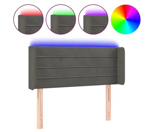 Gultas Galvgalis Ar Led, 93X16X78/88 Cm, Tumši Pelēks Samts Vidaxl