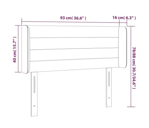 Gultas Galvgalis Ar Led, 93X16X78/88 Cm, Tumši Pelēks Samts Vidaxl
