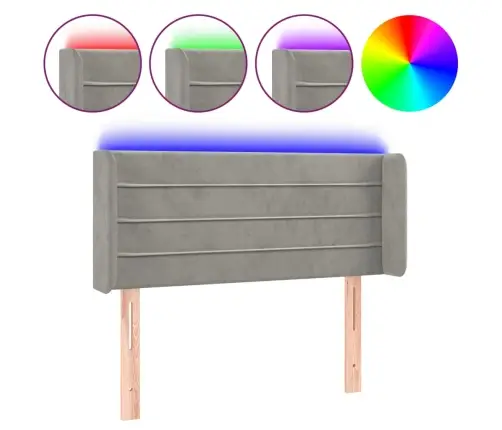 Gultas Galvgalis Ar Led, 103X16X78/88 Cm, Gaiši Pelēks Samts Vidaxl