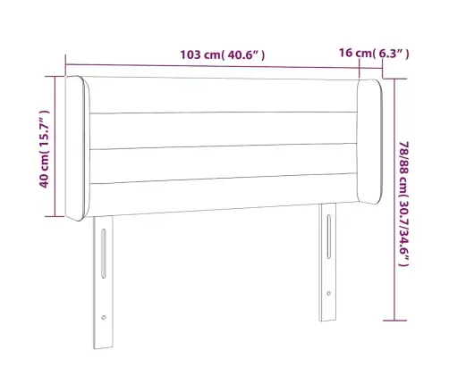 Gultas Galvgalis Ar Led, 103X16X78/88 Cm, Tumši Zils Samts Vidaxl