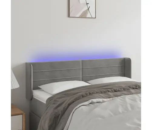 Gultas Galvgalis Ar Led, 147X16X78/88 Cm, Gaiši Pelēks Samts Vidaxl