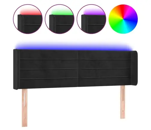 Gultas Galvgalis Ar Led, 147X16X78/88 Cm, Melns Samts Vidaxl