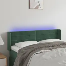 Gultas Galvgalis Ar Led, 147X16X78/88 Cm, Tumši Zaļš Samts Vidaxl