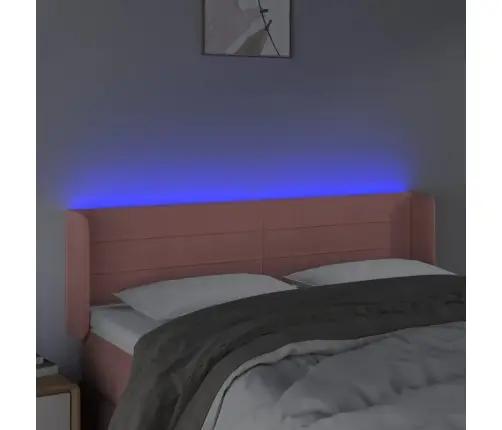 Gultas Galvgalis Ar Led, 147X16X78/88 Cm, Rozā Samts Vidaxl