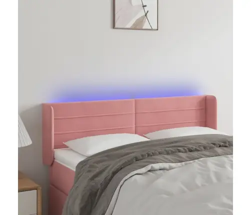 Gultas Galvgalis Ar Led, 147X16X78/88 Cm, Rozā Samts Vidaxl
