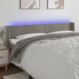 Gultas Galvgalis Ar Led, 183X16X78/88 Cm, Gaiši Pelēks Samts Vidaxl