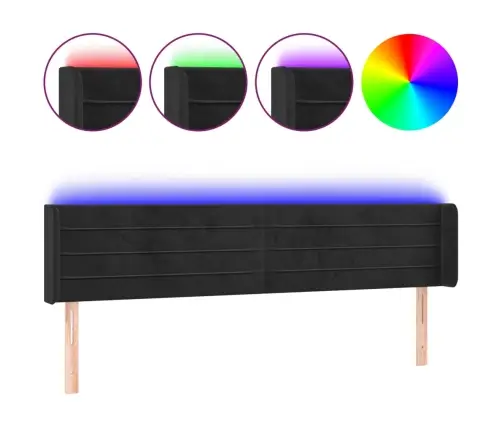 Gultas Galvgalis Ar Led, 183X16X78/88 Cm, Melns Samts Vidaxl