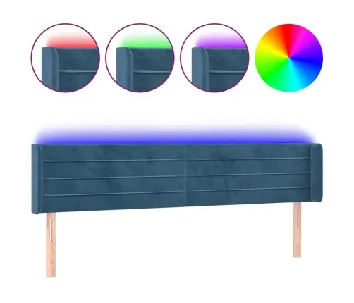 Galvūgalis Su Led, Tamsiai Mėlynas, 183X16X78/88cm Aksomas Galvūgalis Su Led, Tamsiai Mėlynas, 183X16X78/88cm Aksomas