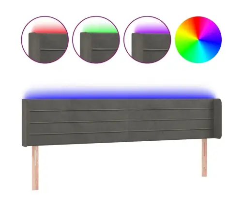 Gultas Galvgalis Ar Led, 203X16X78/88 Cm, Tumši Pelēks Samts Vidaxl