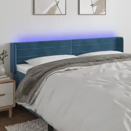 Gultas Galvgalis Ar Led, 203X16X78/88 Cm, Tumši Zils Samts Vidaxl