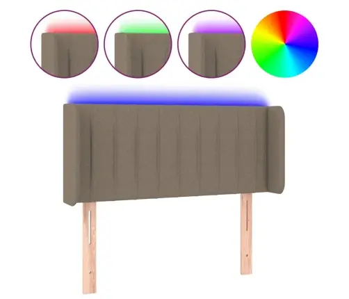 Gultas Galvgalis Ar Led, 83X16X78/88 Cm, Pelēkbrūns Audums Vidaxl