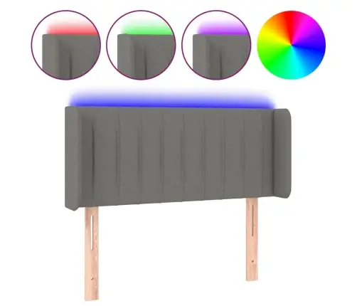 Gultas Galvgalis Ar Led, 93X16X78/88 Cm, Tumši Pelēks Audums Vidaxl
