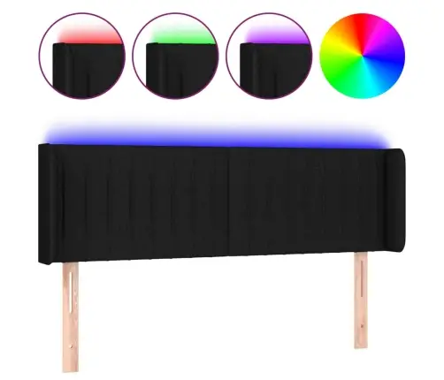 Gultas Galvgalis Ar Led, 147X16X78/88 Cm, Melns Audums Vidaxl