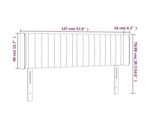 Gultas Galvgalis Ar Led, 147X16X78/88 Cm, Tumši Brūns Audums Vidaxl