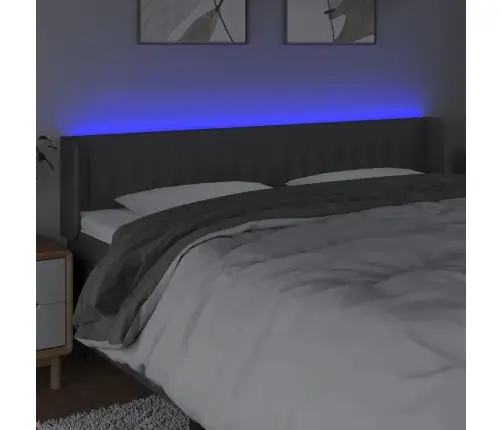 Gultas Galvgalis Ar Led, 163X16X78/88 Cm, Tumši Pelēks Audums Vidaxl