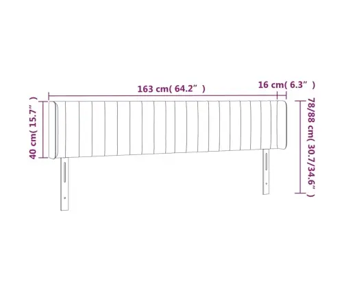 Galvūgalis Su Led, Mėlynos Spalvos, 163X16X78/88cm Audinys
