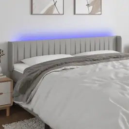 Gultas Galvgalis Ar Led, 183X16X78/88 Cm, Gaiši Pelēks Audums Vidaxl
