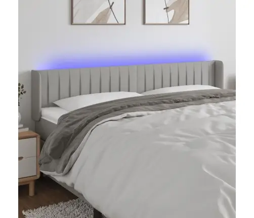 Gultas Galvgalis Ar Led, 183X16X78/88 Cm, Gaiši Pelēks Audums Vidaxl