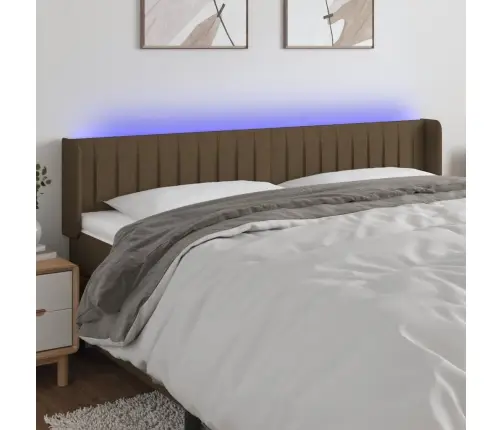 Gultas Galvgalis Ar Led, 183X16X78/88 Cm, Tumši Brūns Audums Vidaxl Gultas Galvgalis Ar Led, 183X16X78/88 Cm, Tumši Brūns Audums Vidaxl