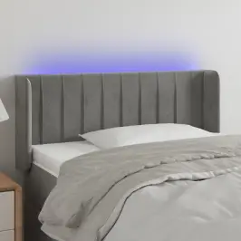 Gultas Galvgalis Ar Led, 83X16X78/88 Cm, Gaiši Pelēks Samts Vidaxl