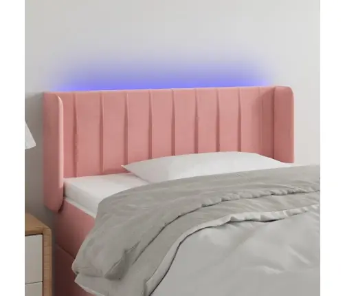 Gultas Galvgalis Ar Led, 93X16X78/88 Cm, Rozā Samts Vidaxl
