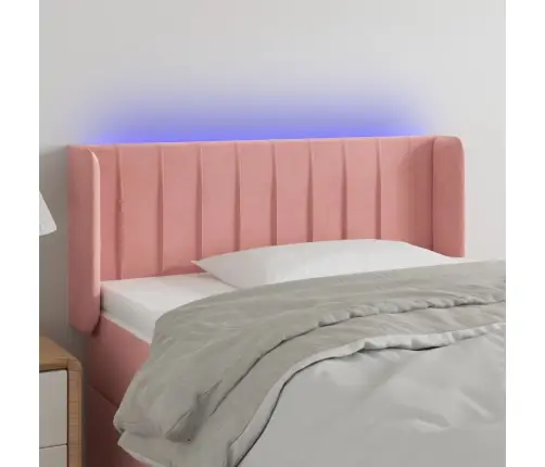 Gultas Galvgalis Ar Led, 103X16X78/88 Cm, Rozā Samts Vidaxl