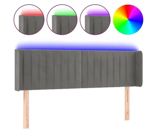 Galvūgalis Su Led, Šviesiai Pilkas, 147X16X78/88cm Aksomas