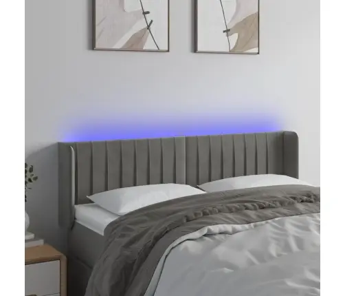 Galvūgalis Su Led, Šviesiai Pilkas, 147X16X78/88cm Aksomas