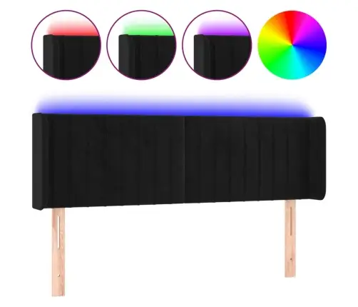 Gultas Galvgalis Ar Led, 147X16X78/88 Cm, Melns Samts Vidaxl