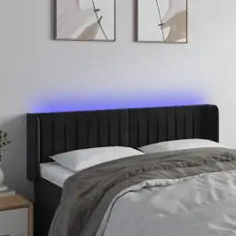 Led-Voodipeats, Must, 147X16X78/88 cm Samet