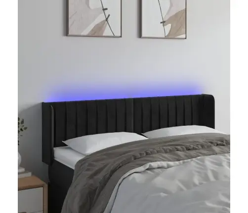 Gultas Galvgalis Ar Led, 147X16X78/88 Cm, Melns Samts Vidaxl