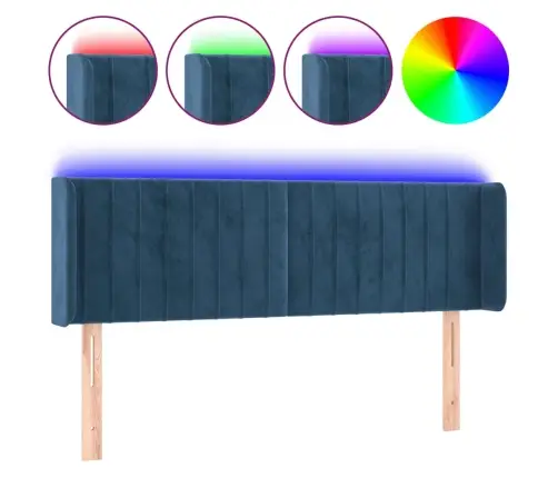 Galvūgalis Su Led, Tamsiai Mėlynas, 147X16X78/88cm Aksomas