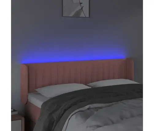 Gultas Galvgalis Ar Led, 147X16X78/88 Cm, Rozā Samts Vidaxl Gultas Galvgalis Ar Led, 147X16X78/88 Cm, Rozā Samts Vidaxl
