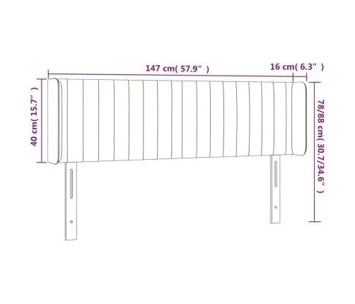 Gultas Galvgalis Ar Led, 147X16X78/88 Cm, Rozā Samts Vidaxl Gultas Galvgalis Ar Led, 147X16X78/88 Cm, Rozā Samts Vidaxl