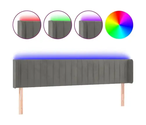 Gultas Galvgalis Ar Led, 163X16X78/88 Cm, Tumši Pelēks Samts Vidaxl
