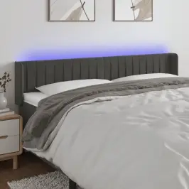Gultas Galvgalis Ar Led, 163X16X78/88 Cm, Tumši Pelēks Samts Vidaxl
