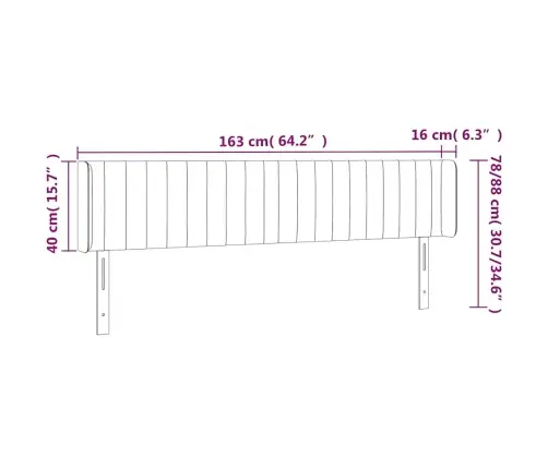 Led-Voodipeats, Tumeroheline, 163X16X78/88 cm Samet