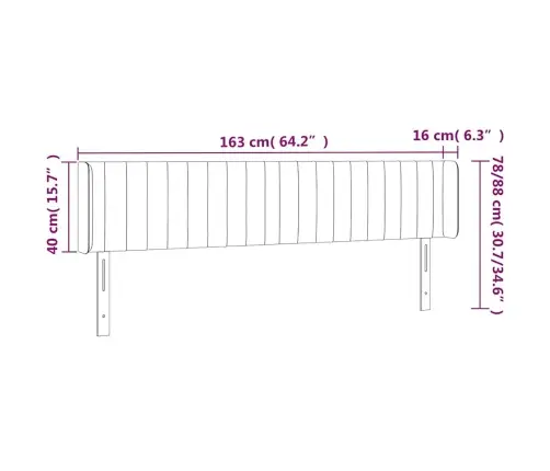 Gultas Galvgalis Ar Led, 163X16X78/88 Cm, Tumši Zils Samts Vidaxl