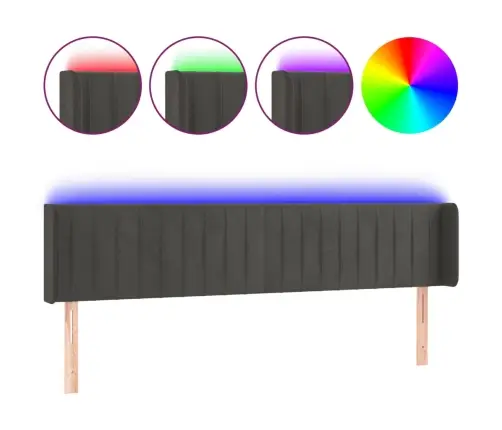 Gultas Galvgalis Ar Led, 183X16X78/88 Cm, Tumši Pelēks Samts Vidaxl