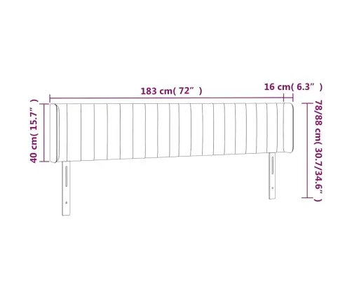 Gultas Galvgalis Ar Led, 183X16X78/88 Cm, Tumši Zils Samts Vidaxl