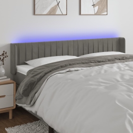 Gultas Galvgalis Ar Led, 203X16X78/88 Cm, Gaiši Pelēks Samts Vidaxl