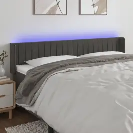 Galvūgalis Su Led, Tamsiai Pilkas, 203X16X78/88cm Aksomas