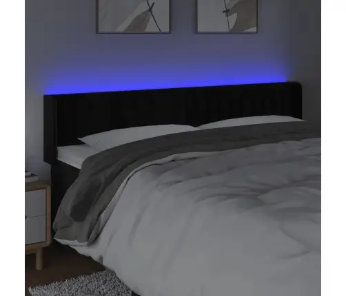 Galvūgalis Su Led, Juodos Spalvos, 203X16X78/88cm Aksomas Galvūgalis Su Led, Juodos Spalvos, 203X16X78/88cm Aksomas