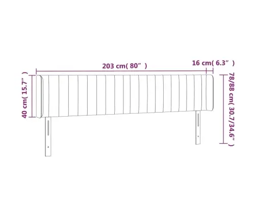 Galvūgalis Su Led, Juodos Spalvos, 203X16X78/88cm Aksomas Galvūgalis Su Led, Juodos Spalvos, 203X16X78/88cm Aksomas
